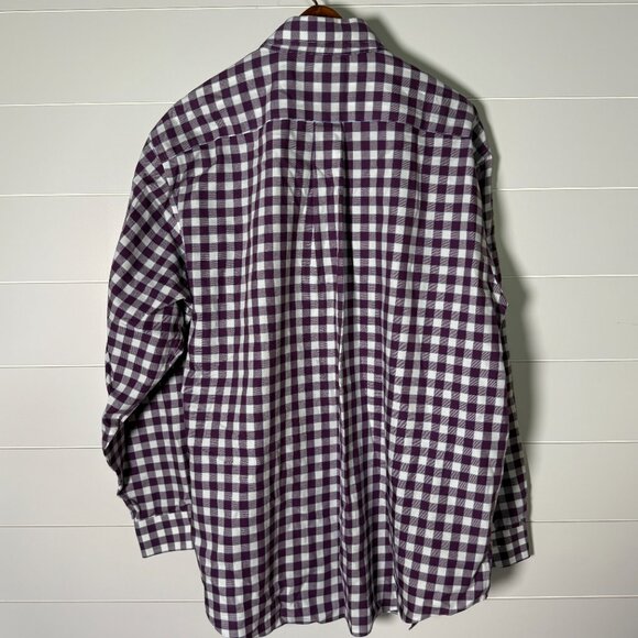 Brooks Brothers 346 Non Iron Long Sleeve Button Down Purple Blue White Check XL - Picture 4 of 7